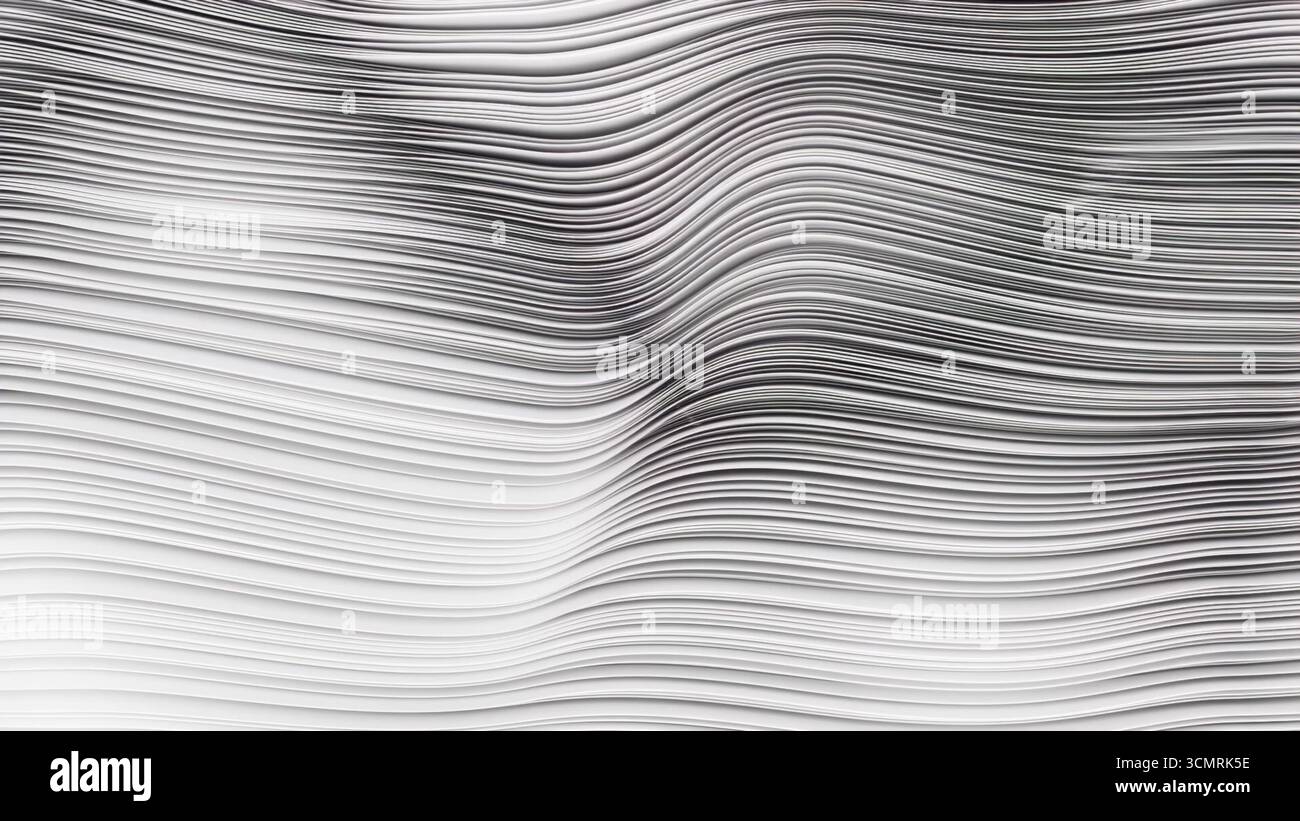 3d render abstract background with white waves in loop Stock Photo