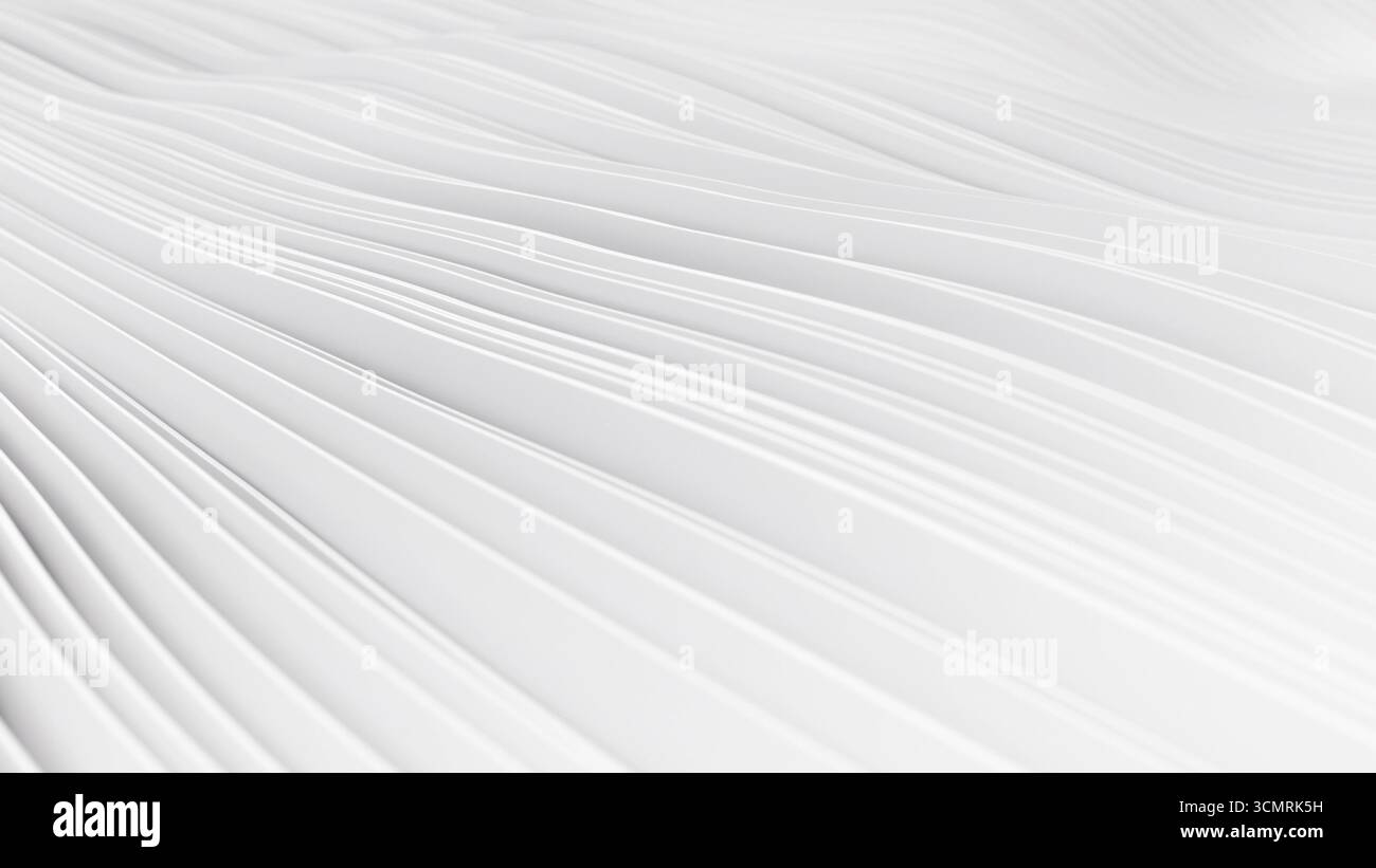 3d render abstract background with white waves in loop Stock Photo