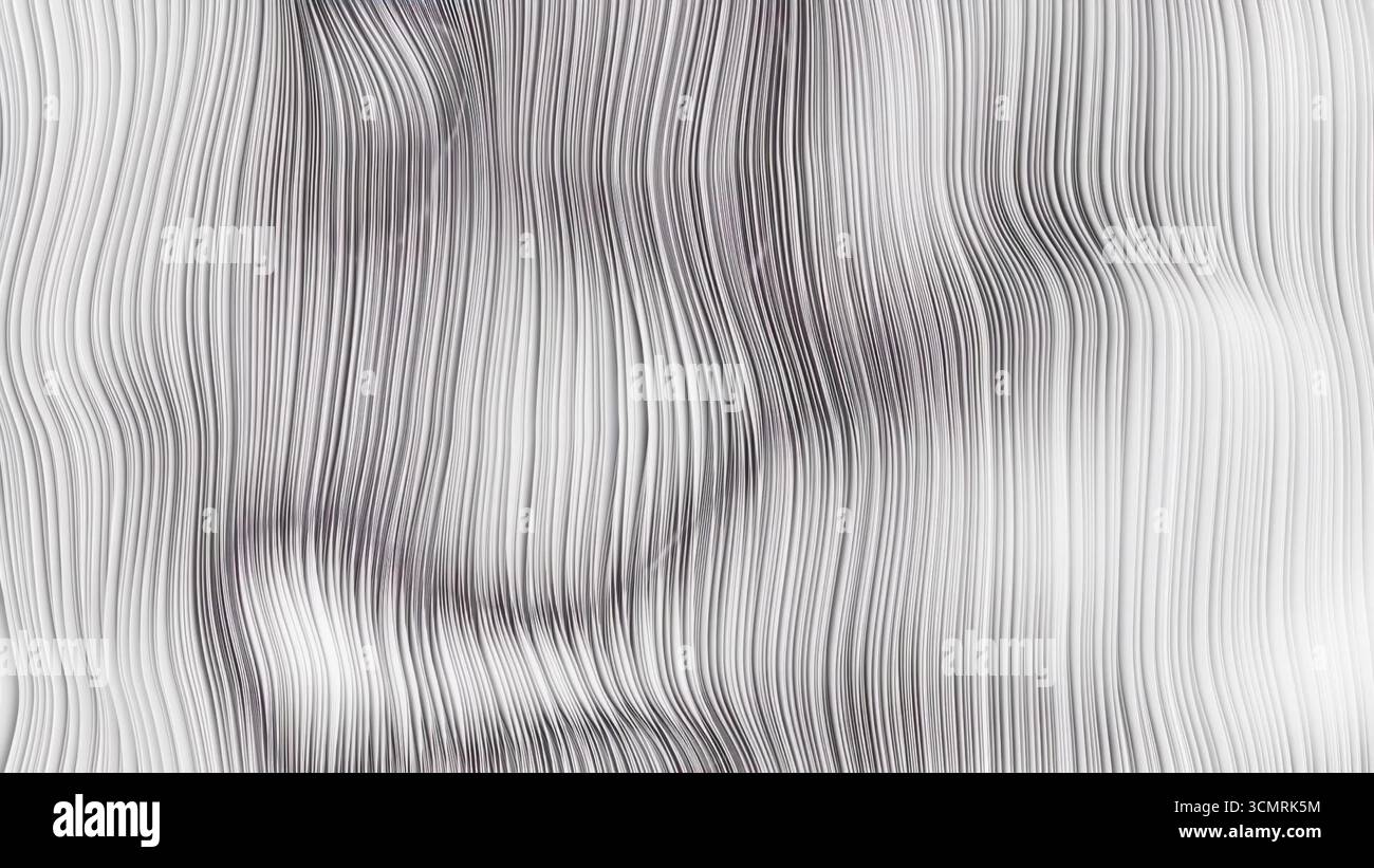 3d render abstract background with white waves in loop Stock Photo