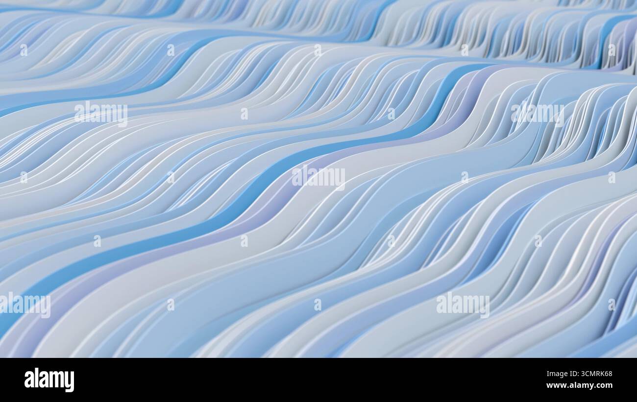 3d render abstract background with colorful waves in loop Stock Photo