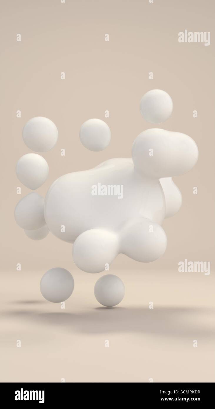 Abstract Liquid Spheres Floating 3D loop animation Stock Photo