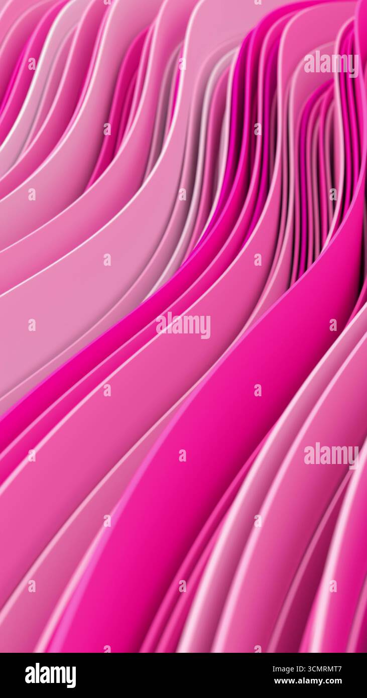 3d render abstract background with colorful waves in a vertical loop Stock Photo