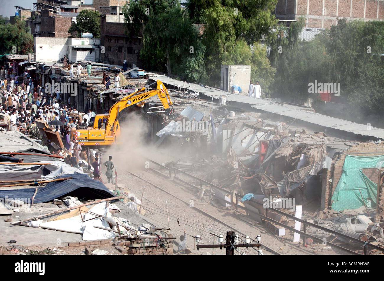 Anti encroachment operation in progress removing illegal encroachments ...