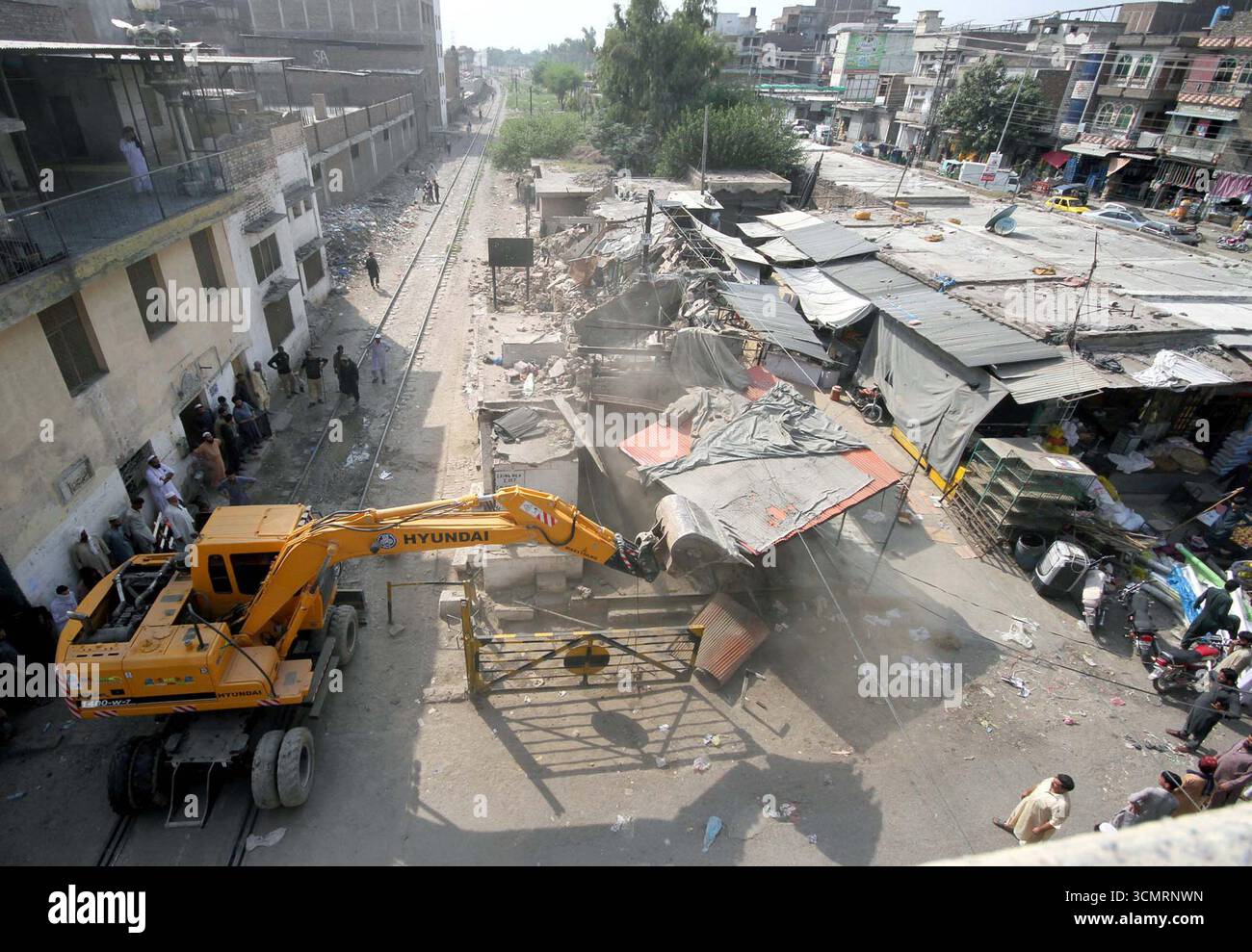 Anti encroachment operation in progress removing illegal encroachments ...