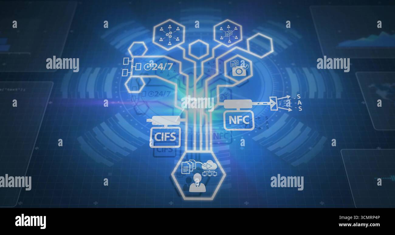 Displaying network diagram over hi-res stock photography and images - Alamy
