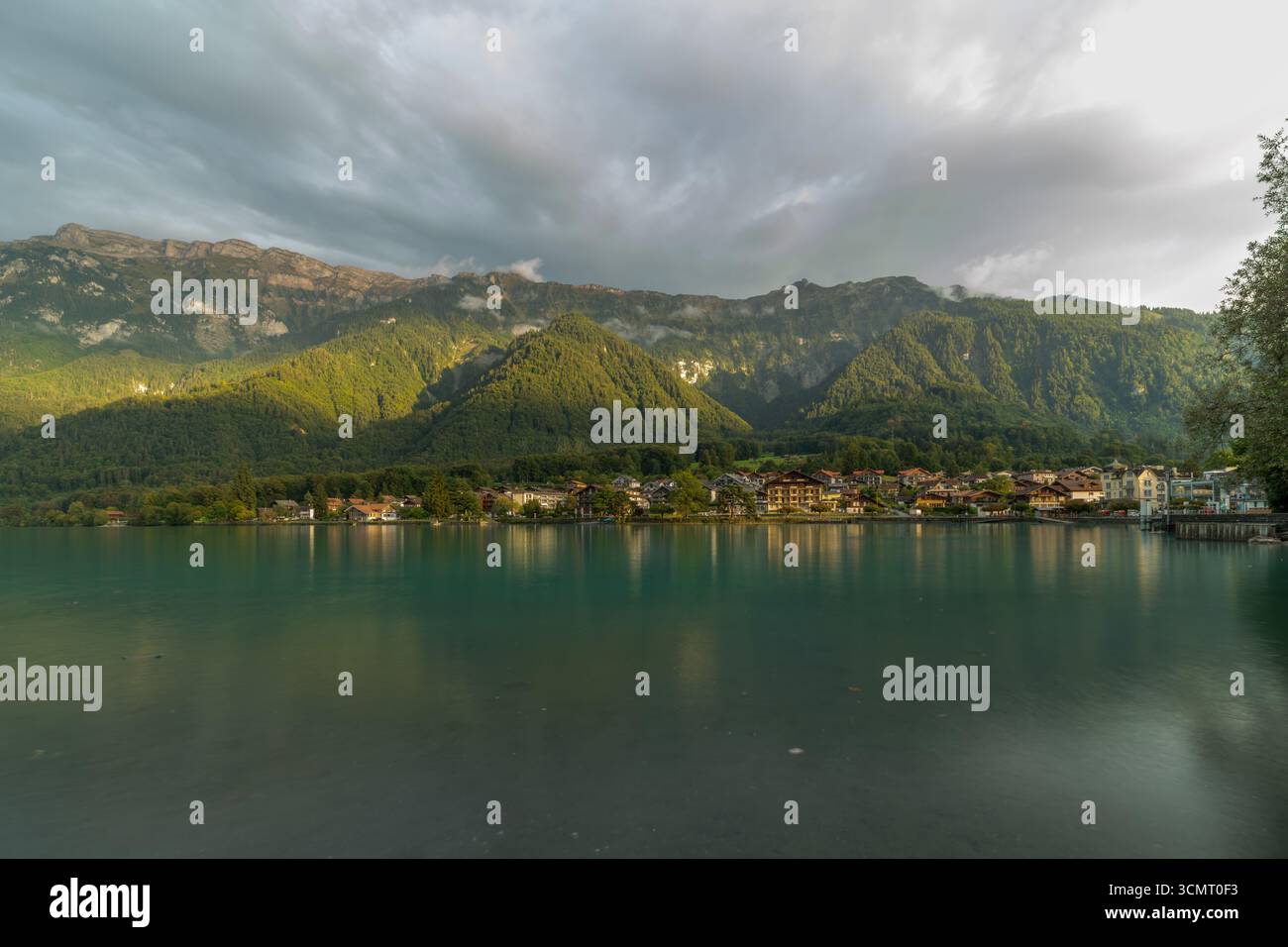 Summer cloudy sunny color view for Brienzersee lake in Bonigen Switzerland 09 08 2025 Stock Photo