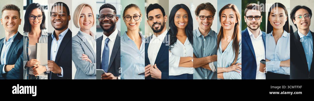 Business Professionals Standing Together in a Diverse Collage of ...