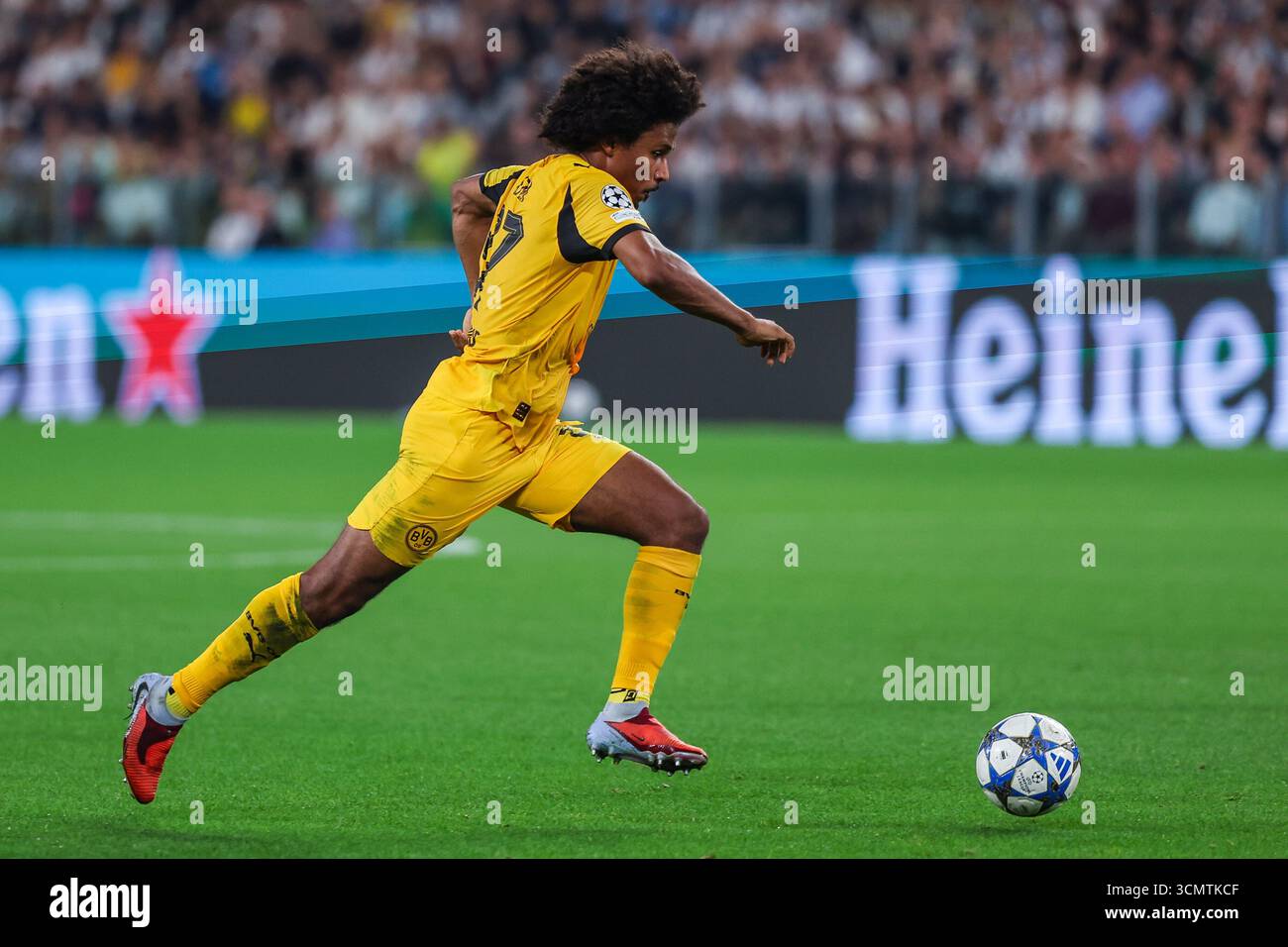 Karim Adeyemi Of Borussia Dortmund Seen In Action During UEFA Champions karim-adeyemi-of-borussia-dortmund-seen-in-action-during-uefa-champions