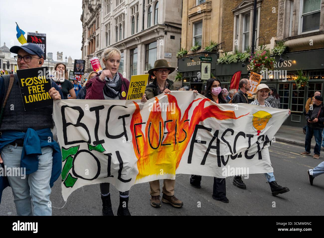 Activists carrying a banner 