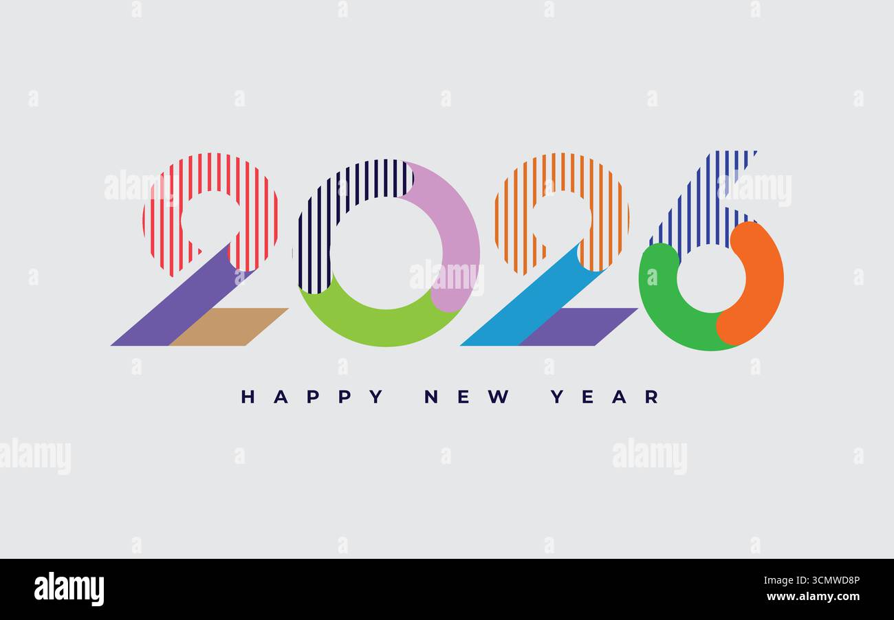 2026 Flat Typography Design for New Year Celebration. Stock Vector