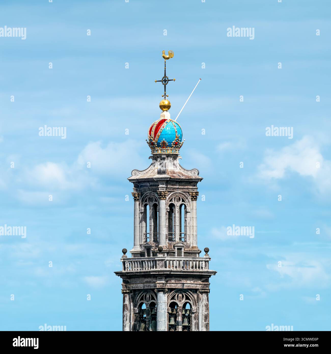 Amsterdam Westertoren Wester Toren, West Church Tower, icon and symbol for the city and the Jordaan neighborhood. Aka De Oude Wester the Old Wester Stock Photo