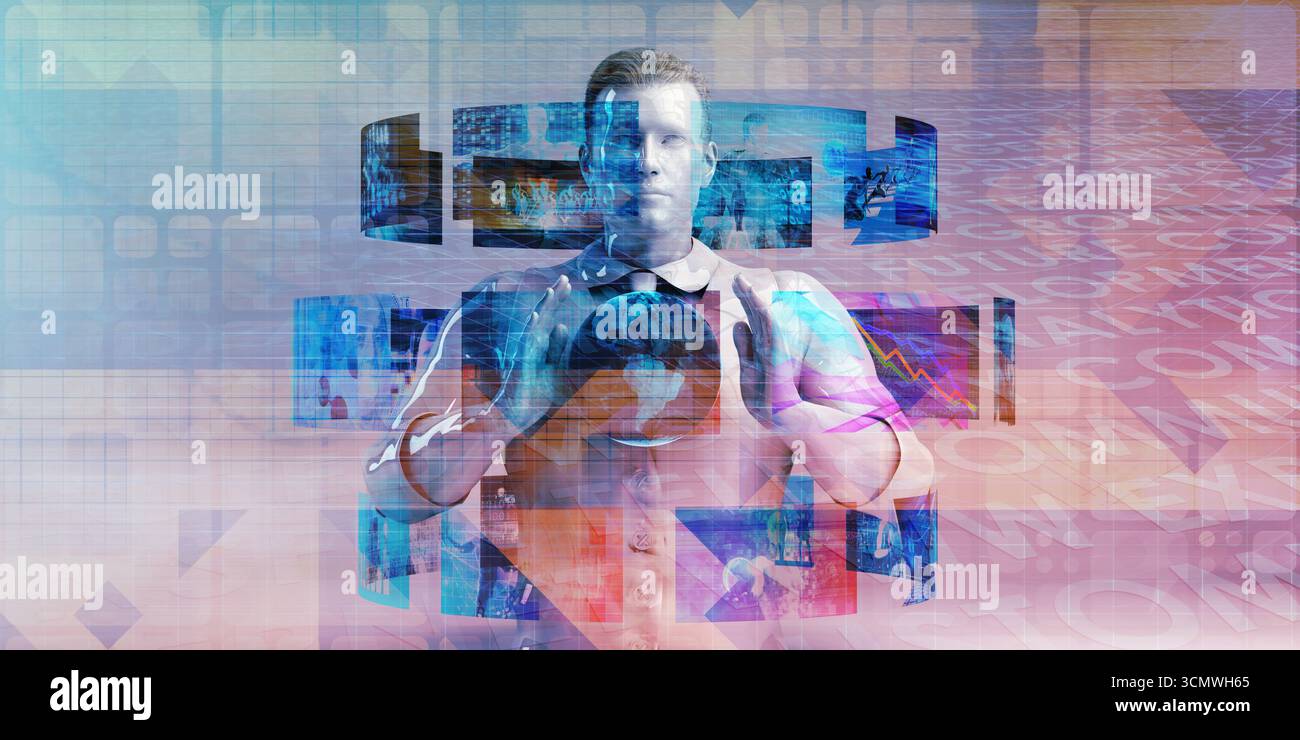 Information Highway on the Internet with Data Blocks Stock Photo