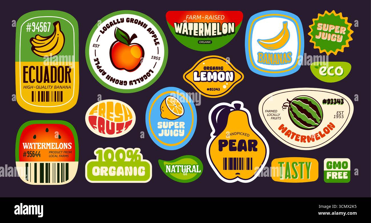 Produce Sticker Barcodes food Stock Vector Images - Alamy