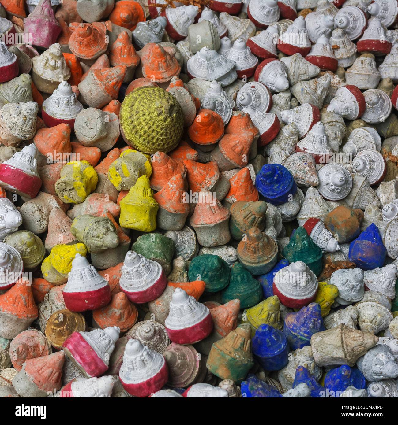 Colorful tsatsa votive stupa offerings at Membartsho aka Mebar Tsho ...