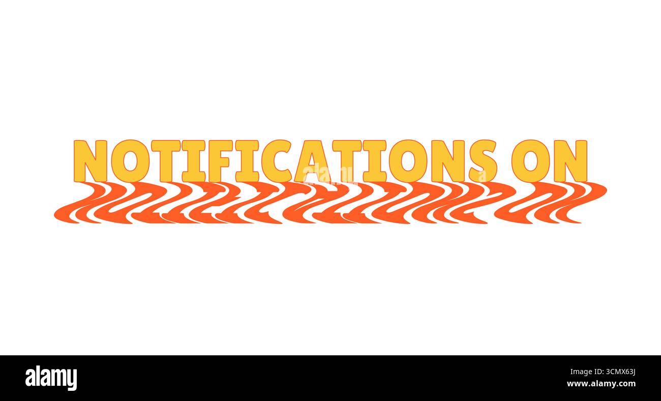 Notifications on bold internet button with wavy orange shadow Stock Vector