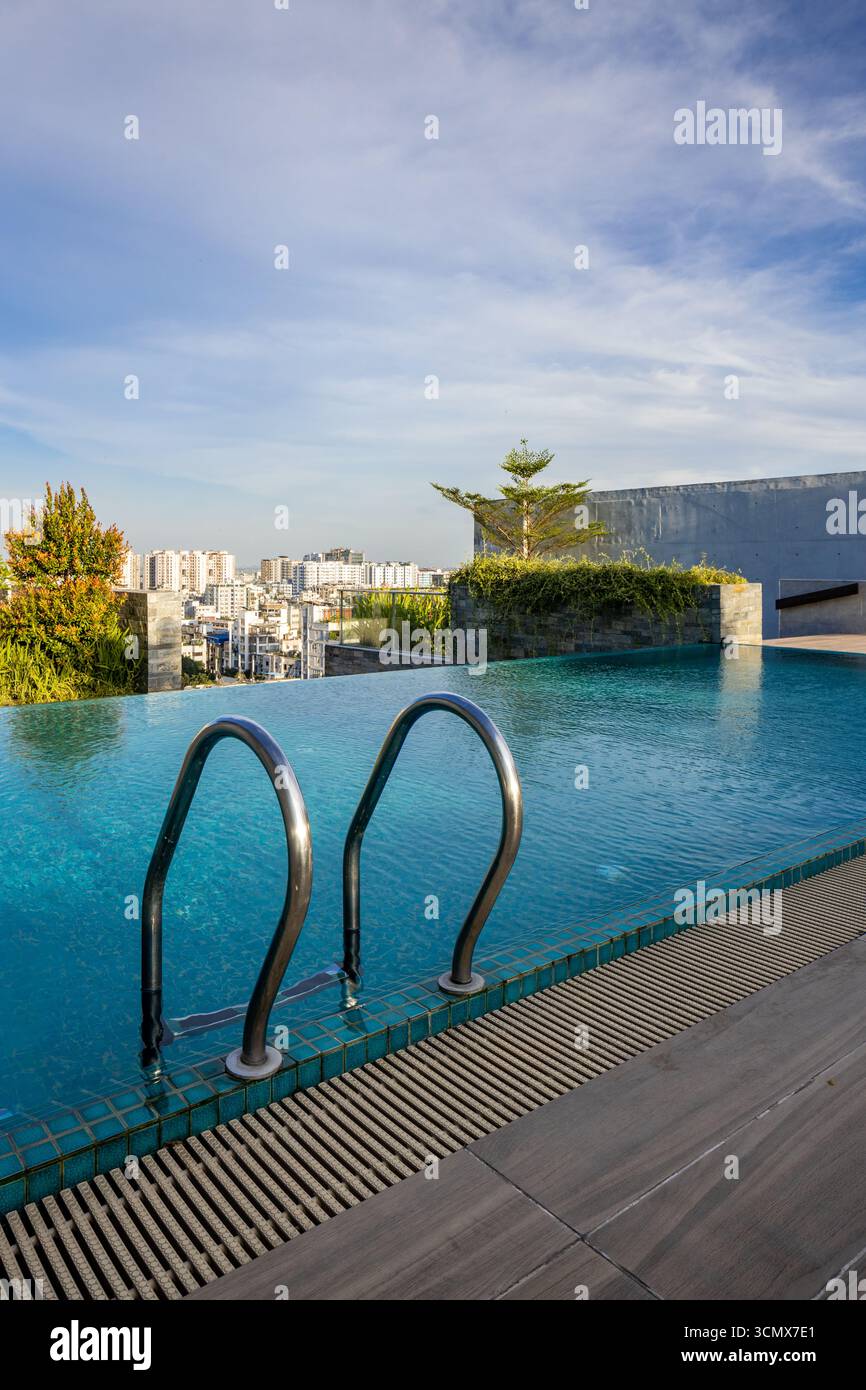 Stylish rooftop pool with expansive city views, designed for ultimate ...