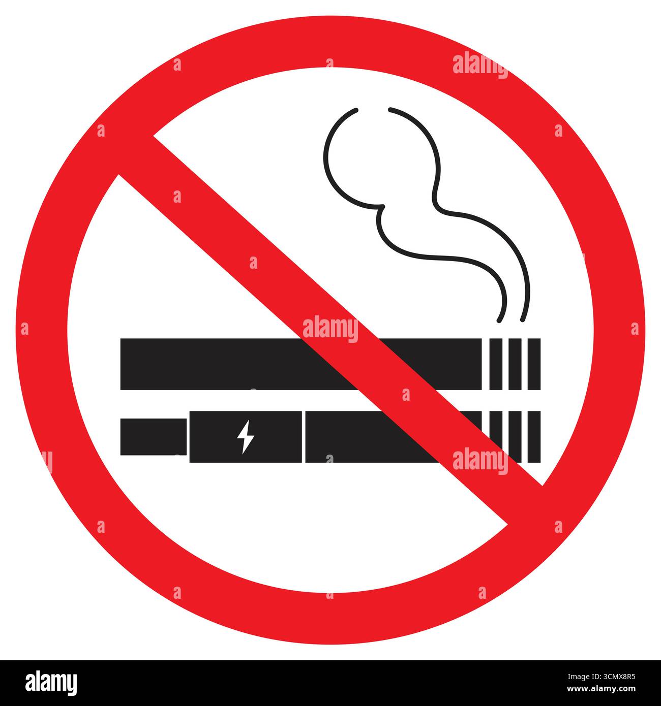No smoking or no vaping allowed sign. Perfect prohibition symbol for tobacco and electronic cigarettes. Stock Vector