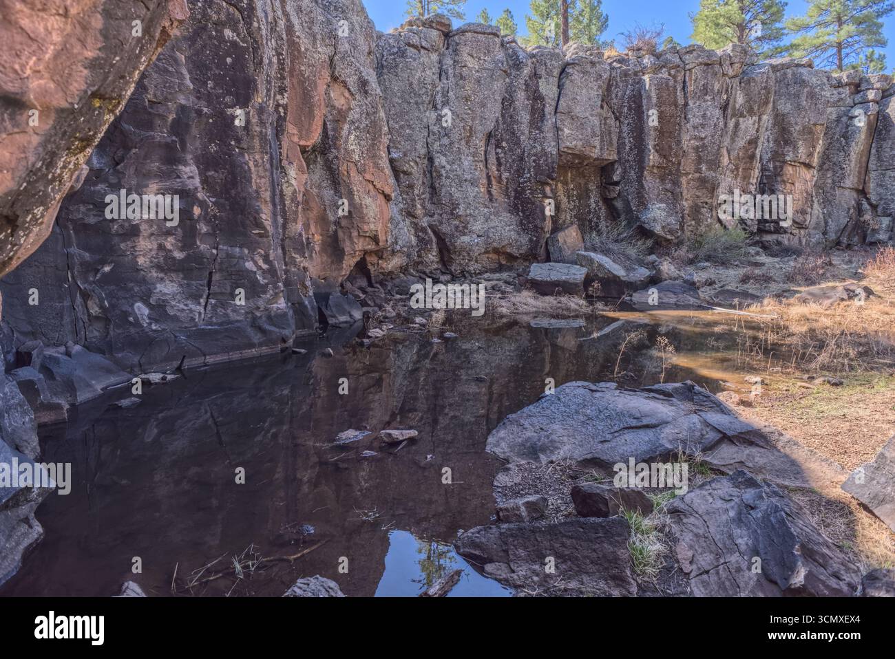 The cliff wall of the Keyhole Sink in the Kaibab National Forest near Williams, Arizona, USA Stock Photo