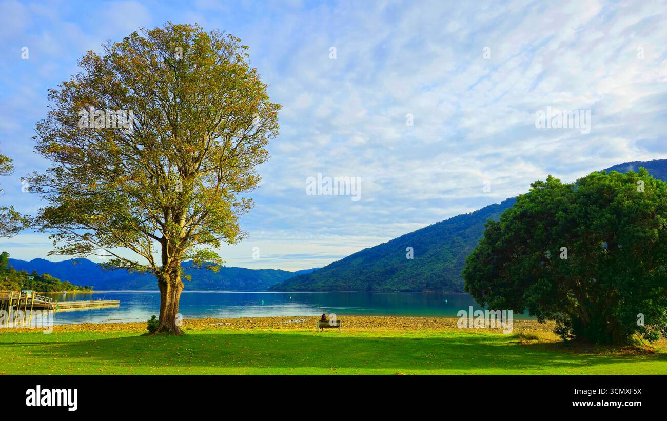 Furneaux Lodge, Marlborough Sound, South Island, New Zealand Stock Photo