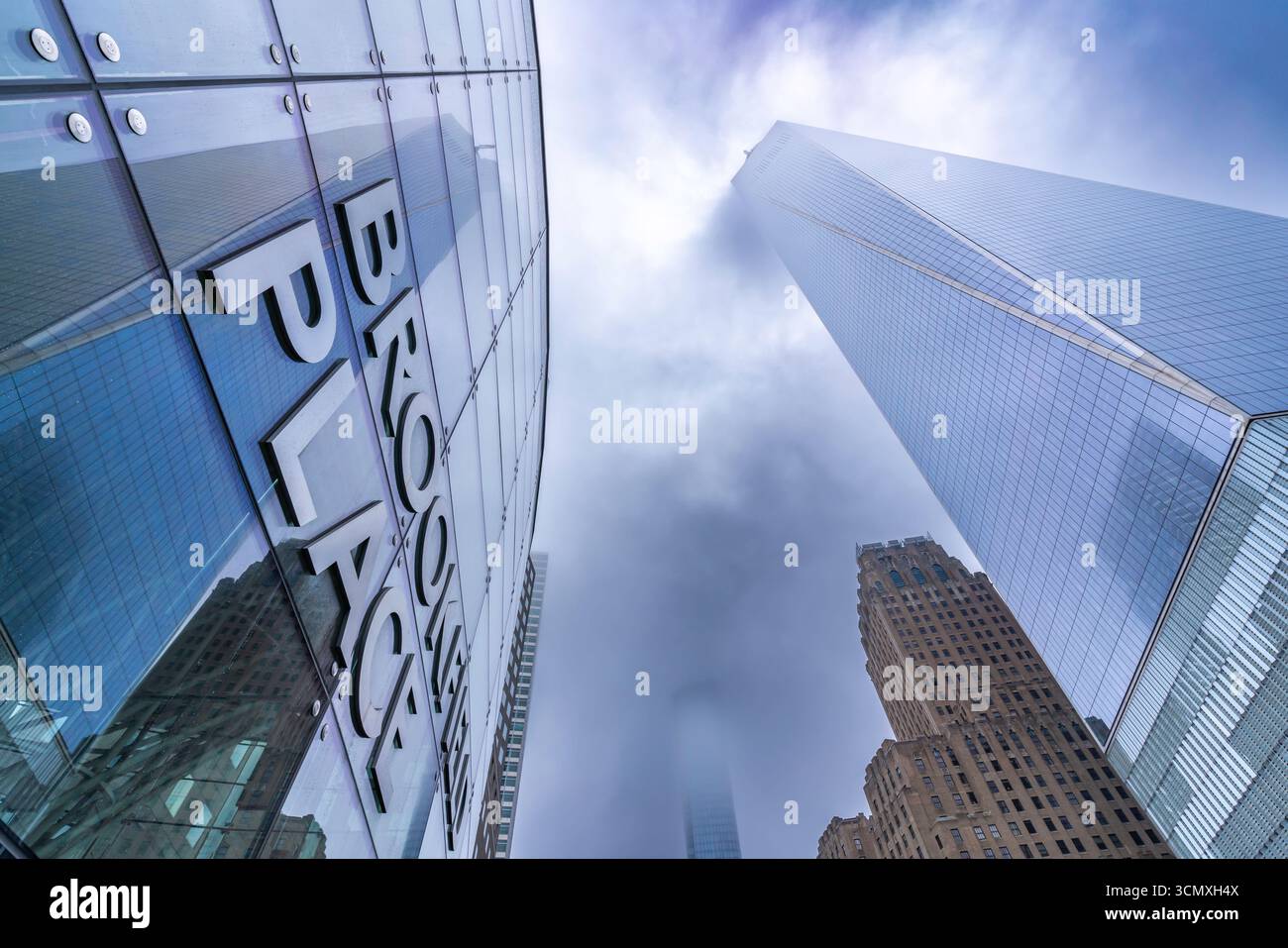 One World Trade Centre from Brookfield Place Shopping Centre, New York, USA Stock Photo