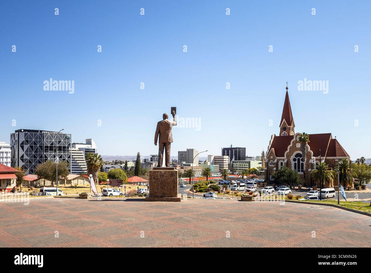 The bronze statue of Dr. Sam Nujoma and Christuskirche is a historic ...
