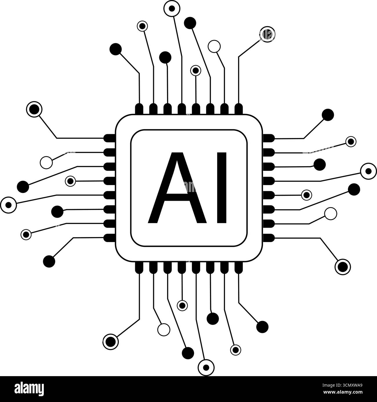 AI Chip Icon Artificial Intelligence Processor Symbol Vector Illustration Stock Vector