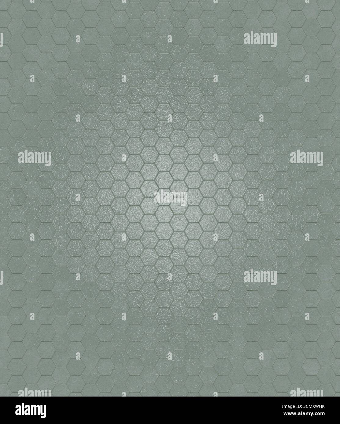 Light reflecting on green hexagonal tiles creates modern background Stock Photo