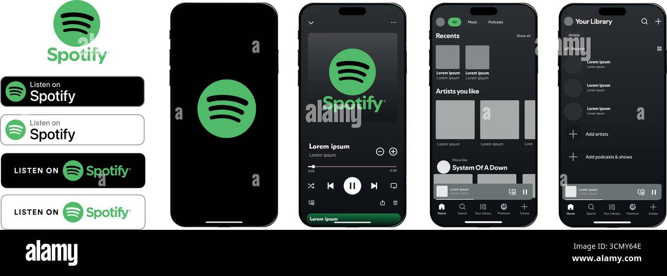 Spotify screen Stock Vector Images - Alamy