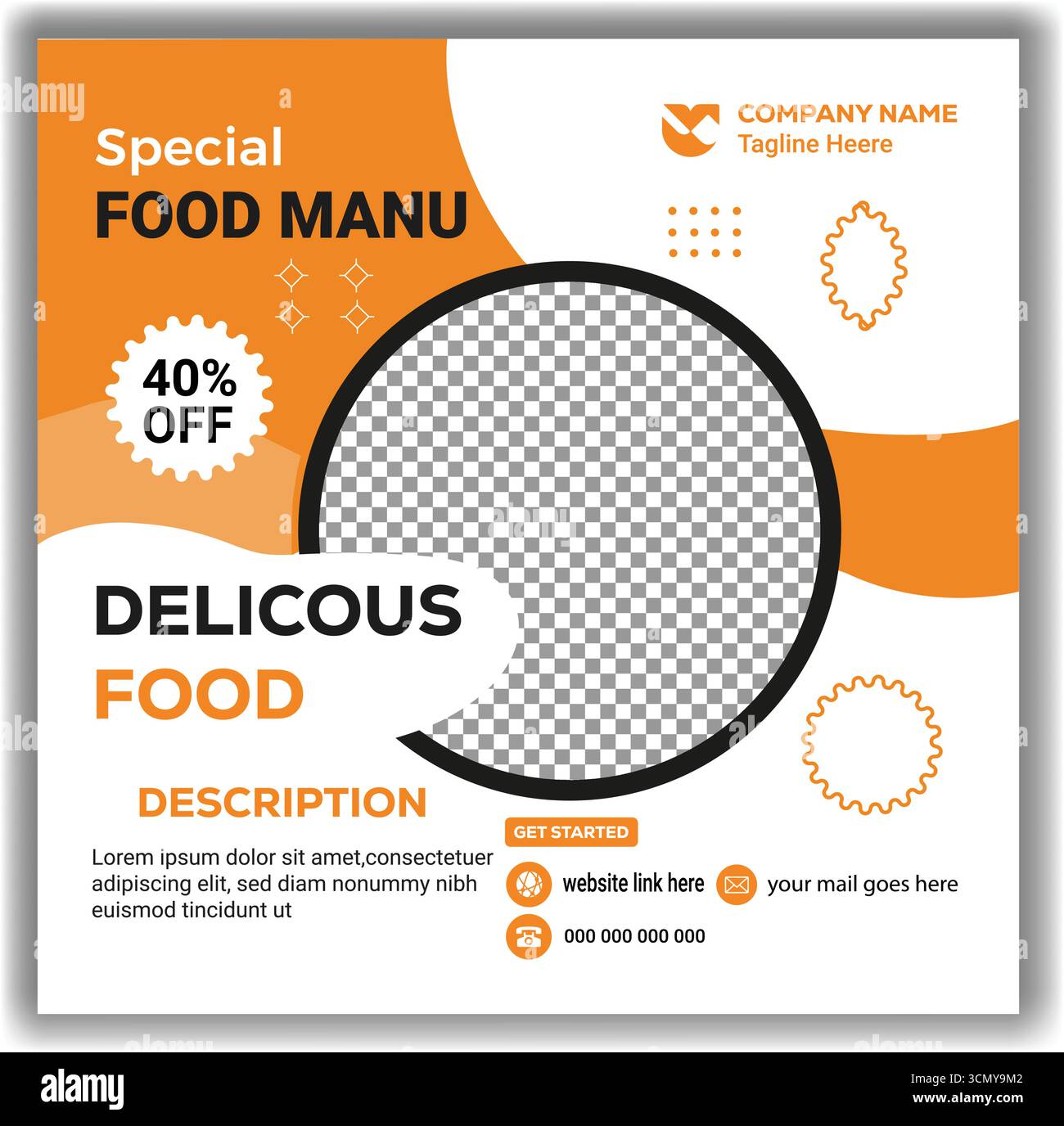 Delicious Fast Food Web Banner Layout  Creative Social Media Post Design Vector Illustration Stock Vector