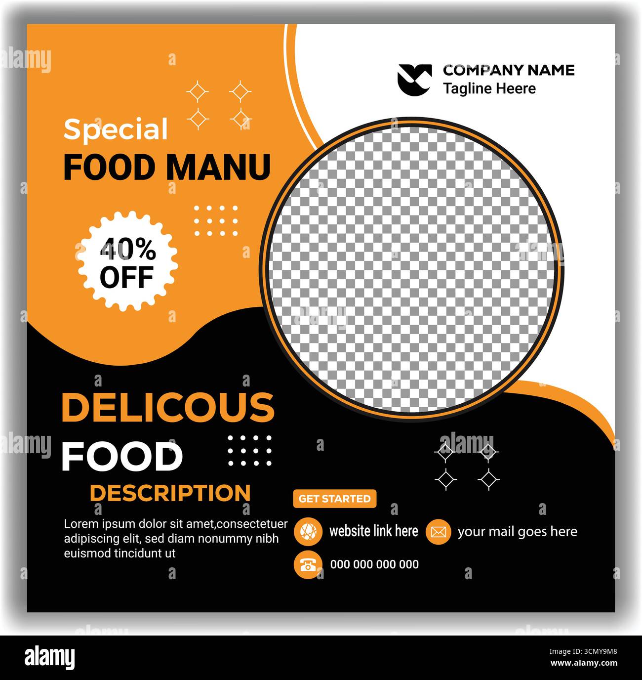 Healthy Meal Offer Social Media Banner Template  Fresh Food Web Ad Vector Illustration Design Stock Vector