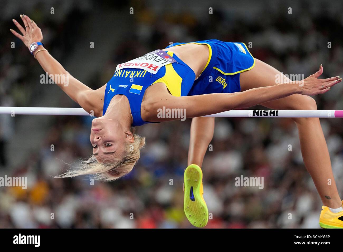 Yevchenko Ukraine's Yuliia Levchenko makes an attempt in the women's high jump ...