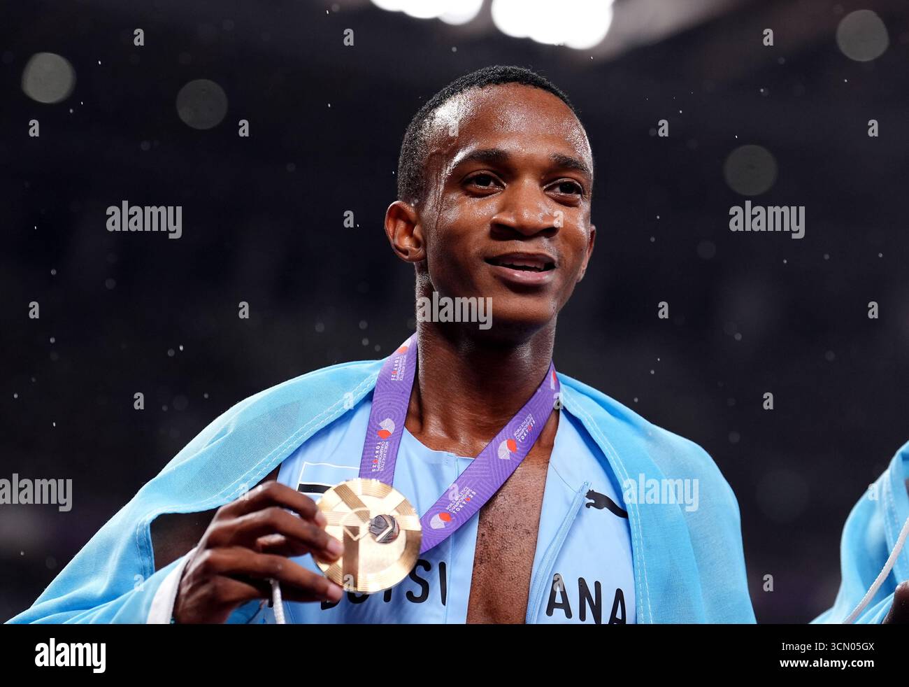 Busang Collen Kebinatshipi of Botswana celebrates winning the Men’s ...