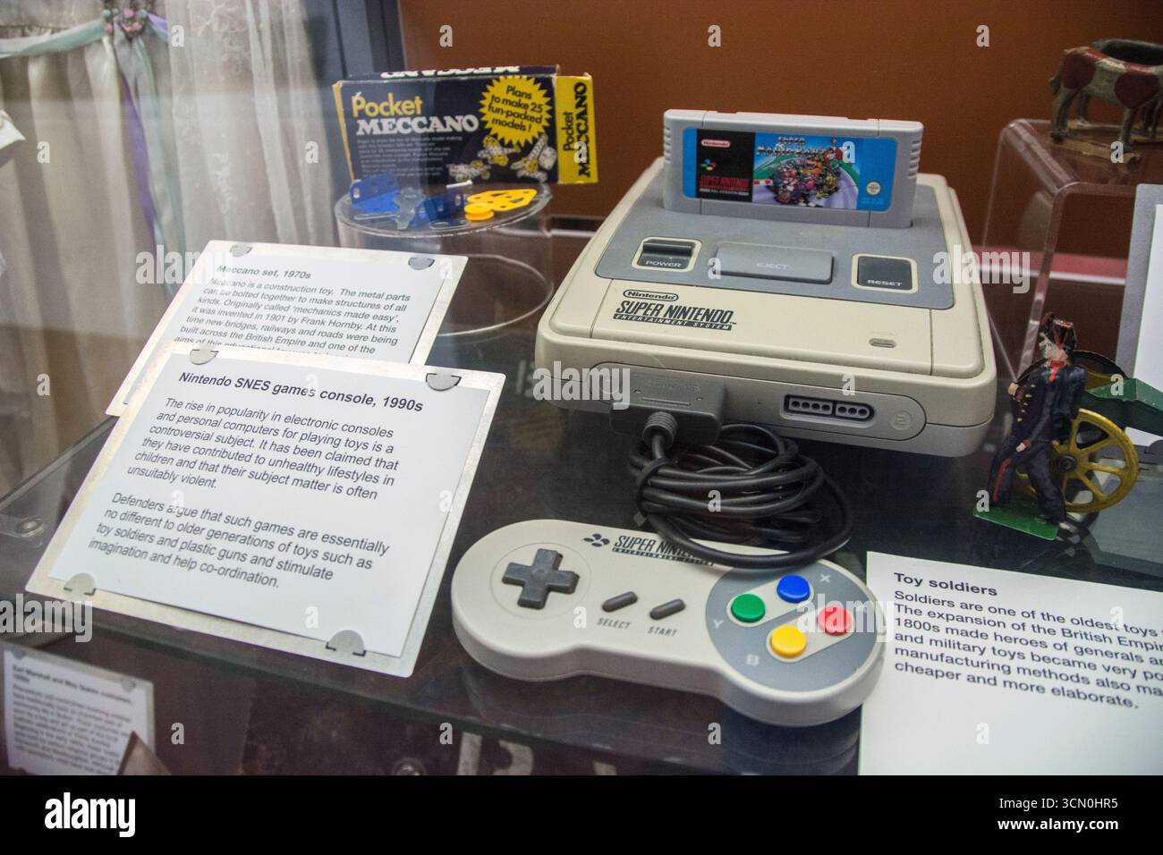 Super Nintendo SNES game console 1990s in one UK museum Stock Photo