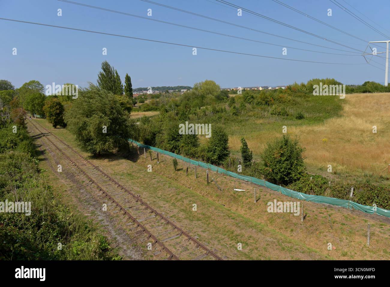 Disused trackbed of the Bristol to Portishead railway line, due for reopening as part of the MetroWest project to improve train services, August 2025 Stock Photo