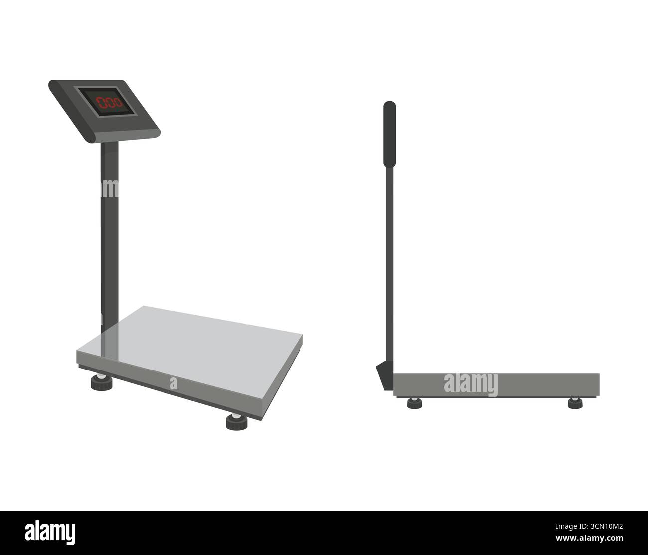 Platform scale displaying zero weight and folded version isolated on white background Stock Vector
