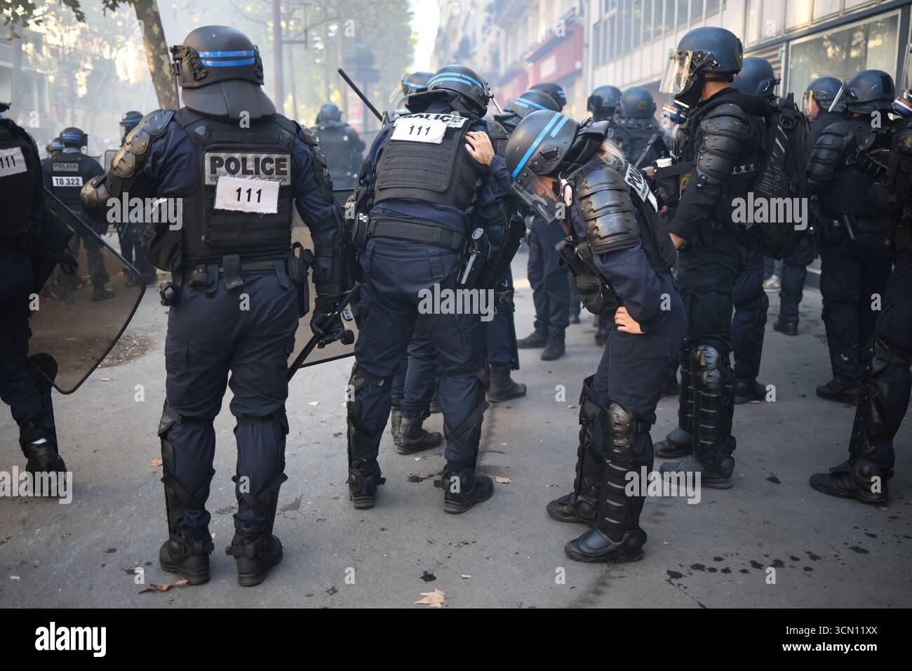 French riot police during a day of nationwide strikes and protests ...