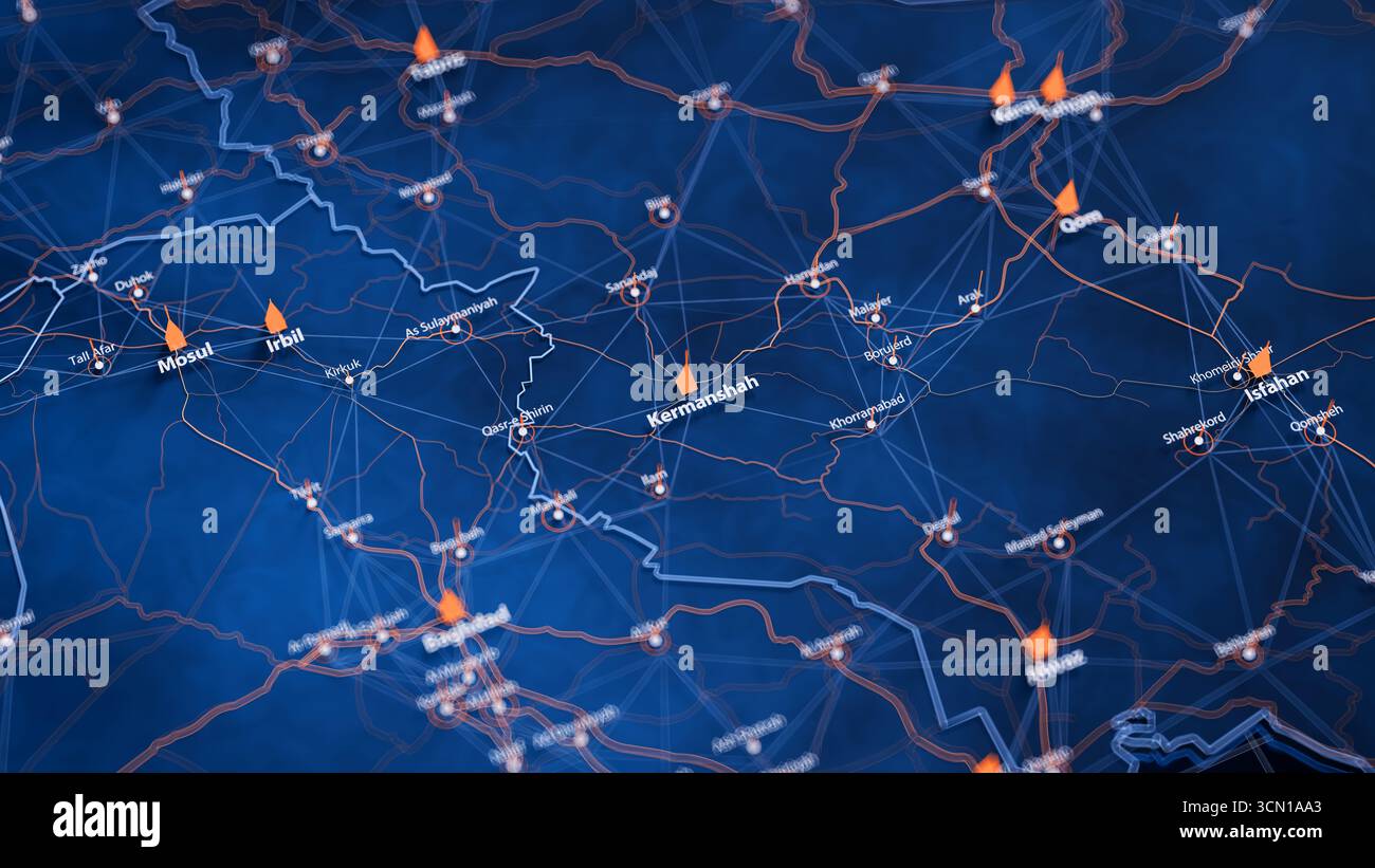 Visual Map Data Kermanshah map big data visualization. Futuristic map infographic of ...