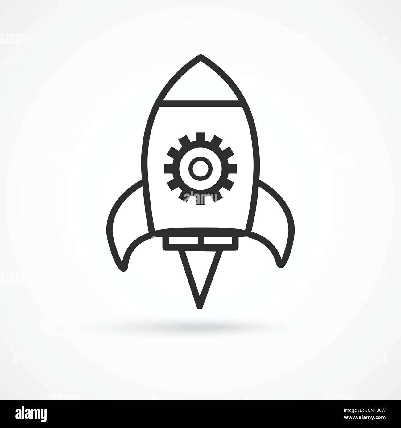 Future AI Rocket icon solid outline with white background- Artificial Intelligence Innovation Launch Icon, Futuristic AI Missile, Rocket Icon Stock Vector