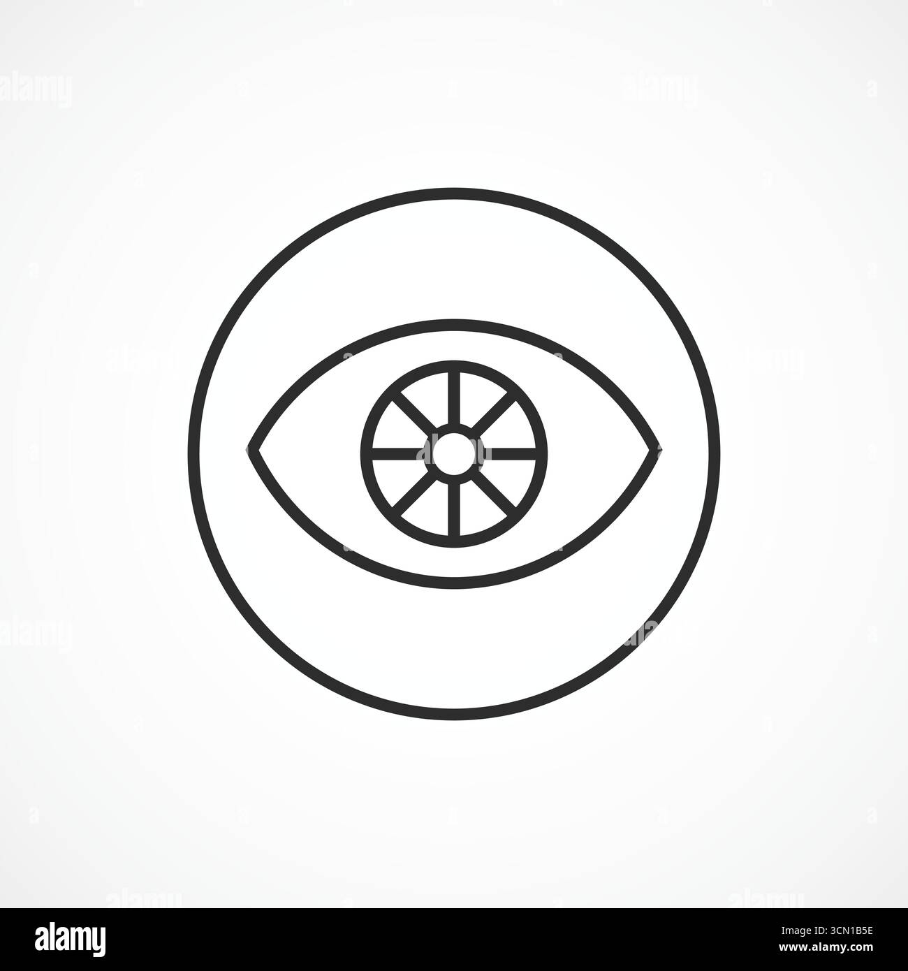 Data Vision Icon solid line with white background– Digital Eye for Analytics, Computer Vision, and Cybersecurity Stock Vector