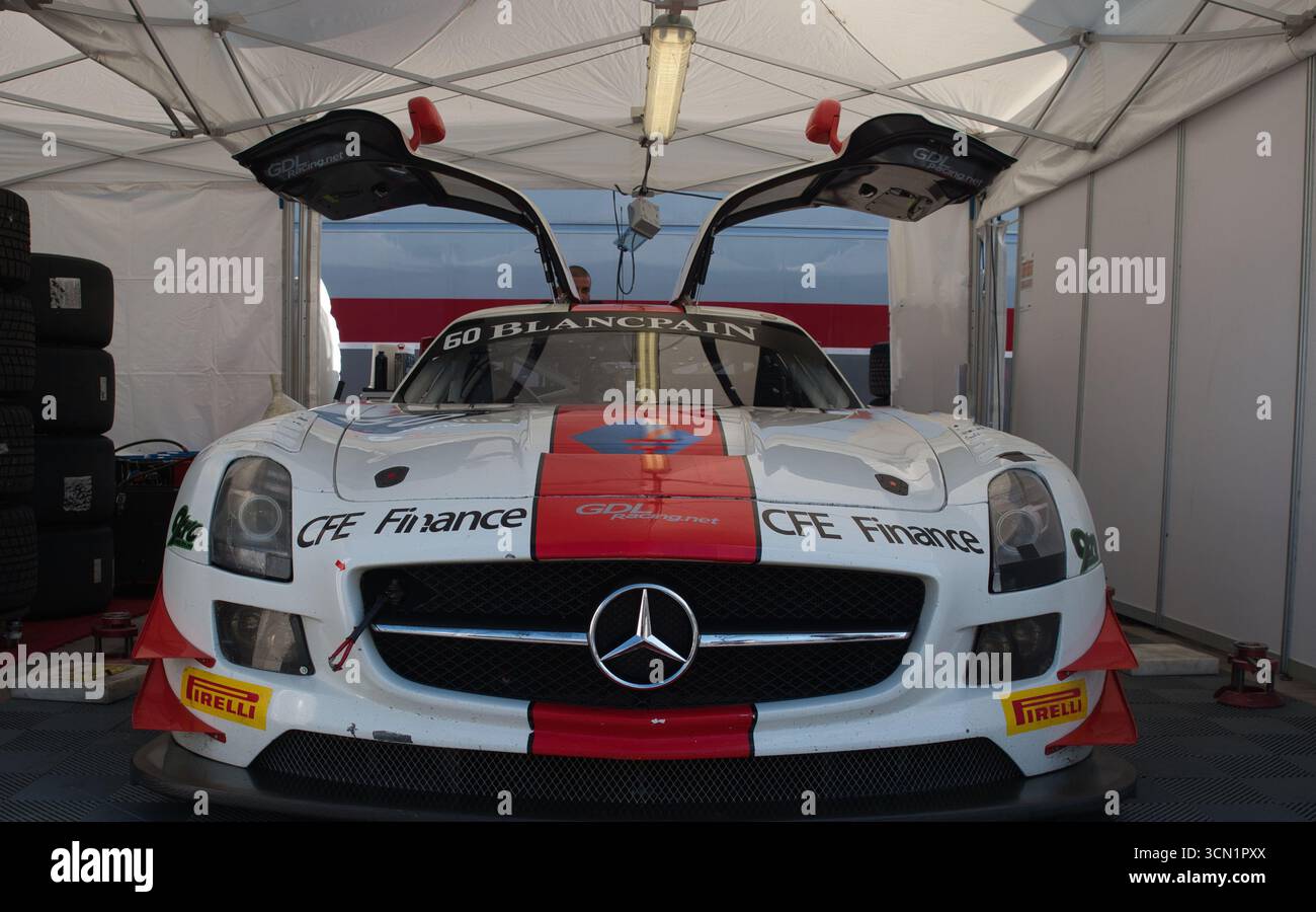 Mercedes-Benz Race Car with Gullwing Doors - A white Mercedes-Benz ...