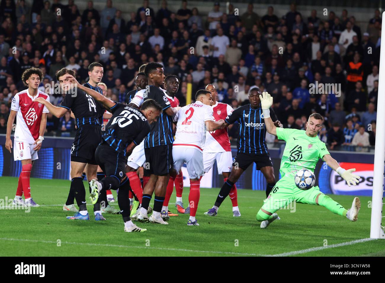 Monaco Ap Monaco's goalkeeper Philipp Koehn makes a save during the Champions ...