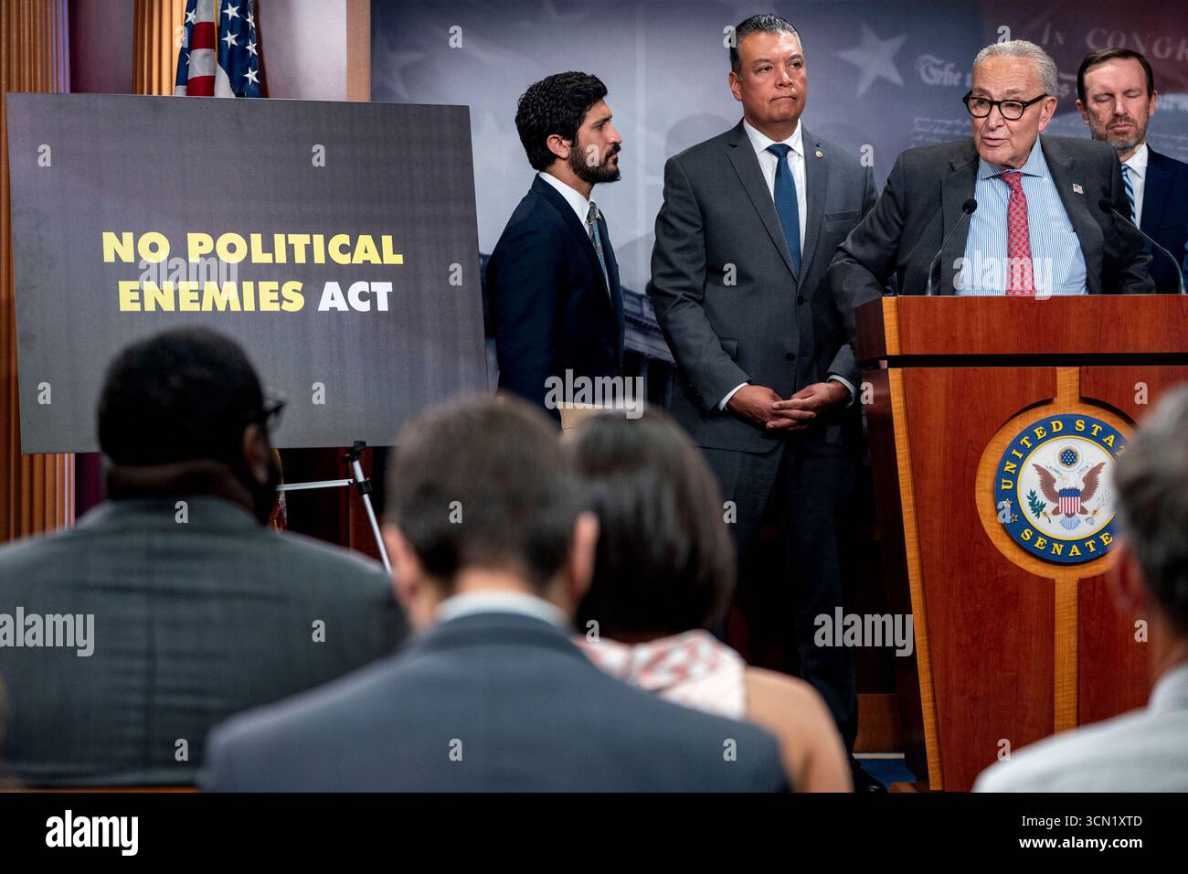 Shumer Congressman Senate Minority Leader Chuck Schumer, D-NY, speaks with a bicameral ...