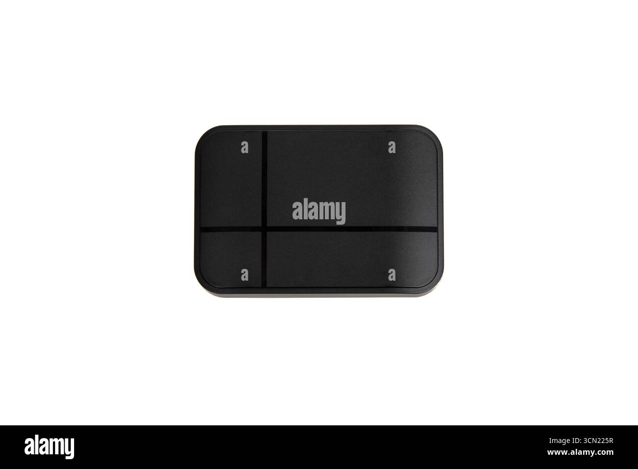 A closed black rectangular plastic box with rounded corners, isolated on a white background Stock Photo