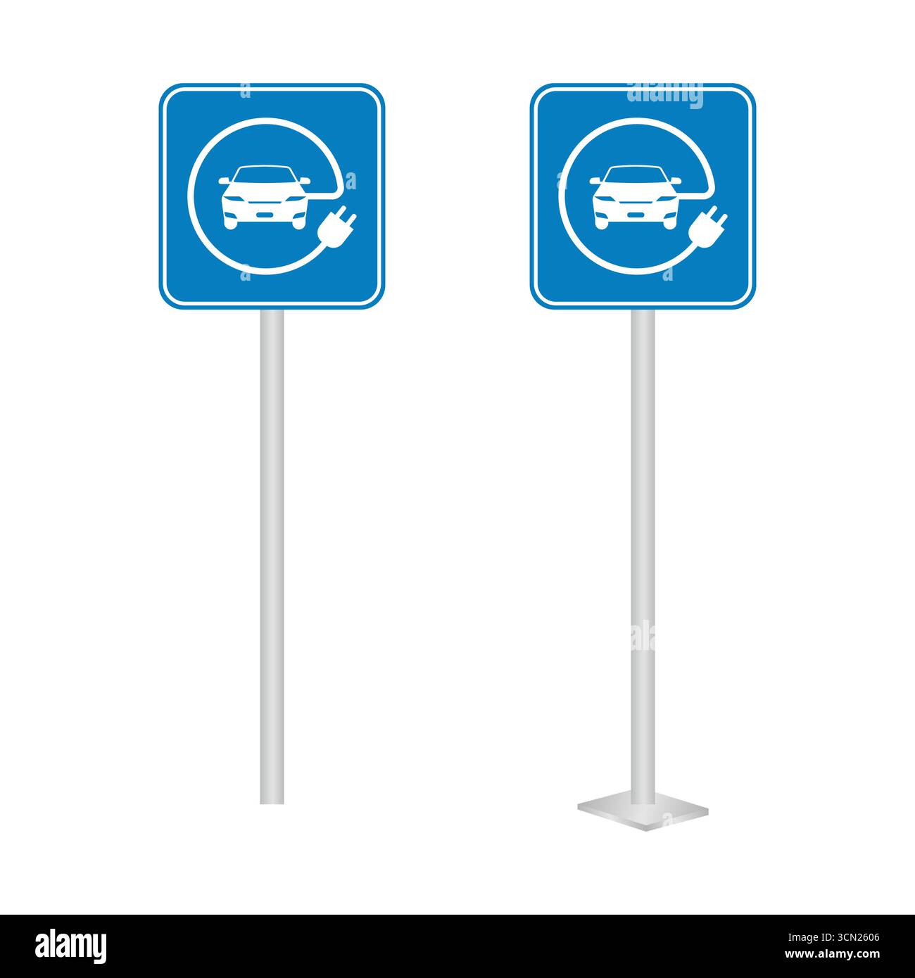 Electric Car. EV Car Symbol. EV Charging Station Sign. Vector Illustration. Stock Vector