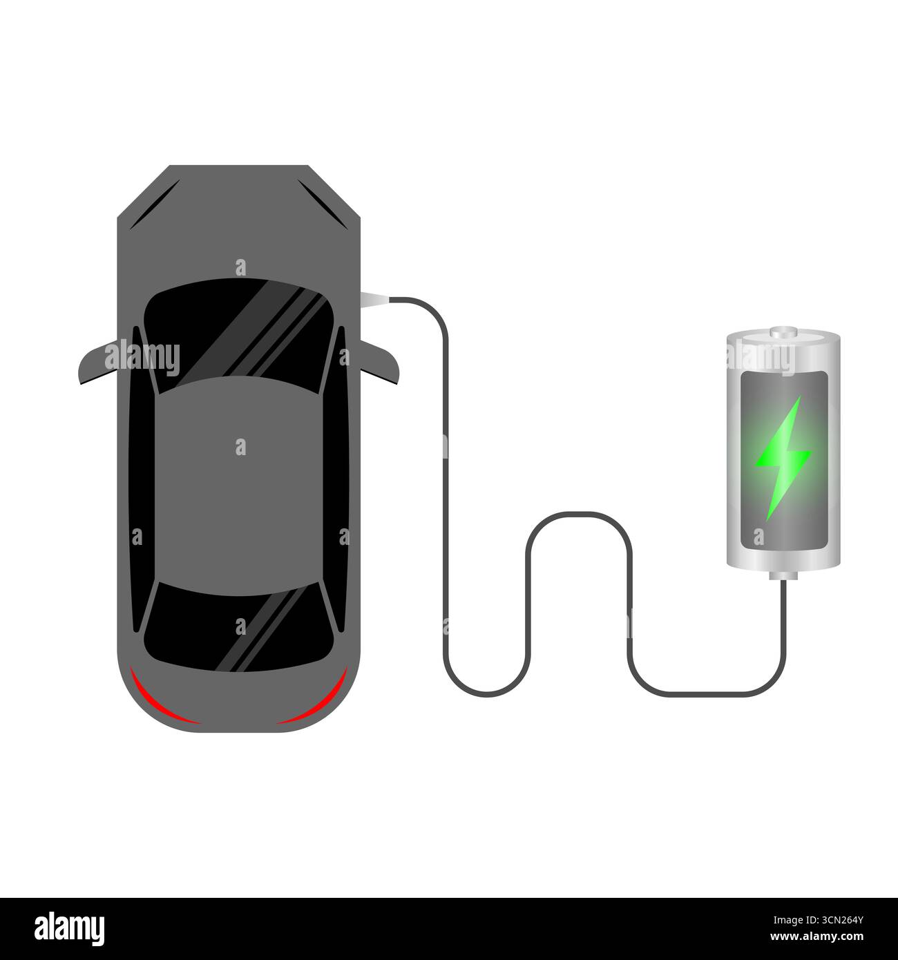 Electric car or EV car charging at  Charging Station. Green Energy or Eco-friendly Concept. Vector Illustration. Stock Vector
