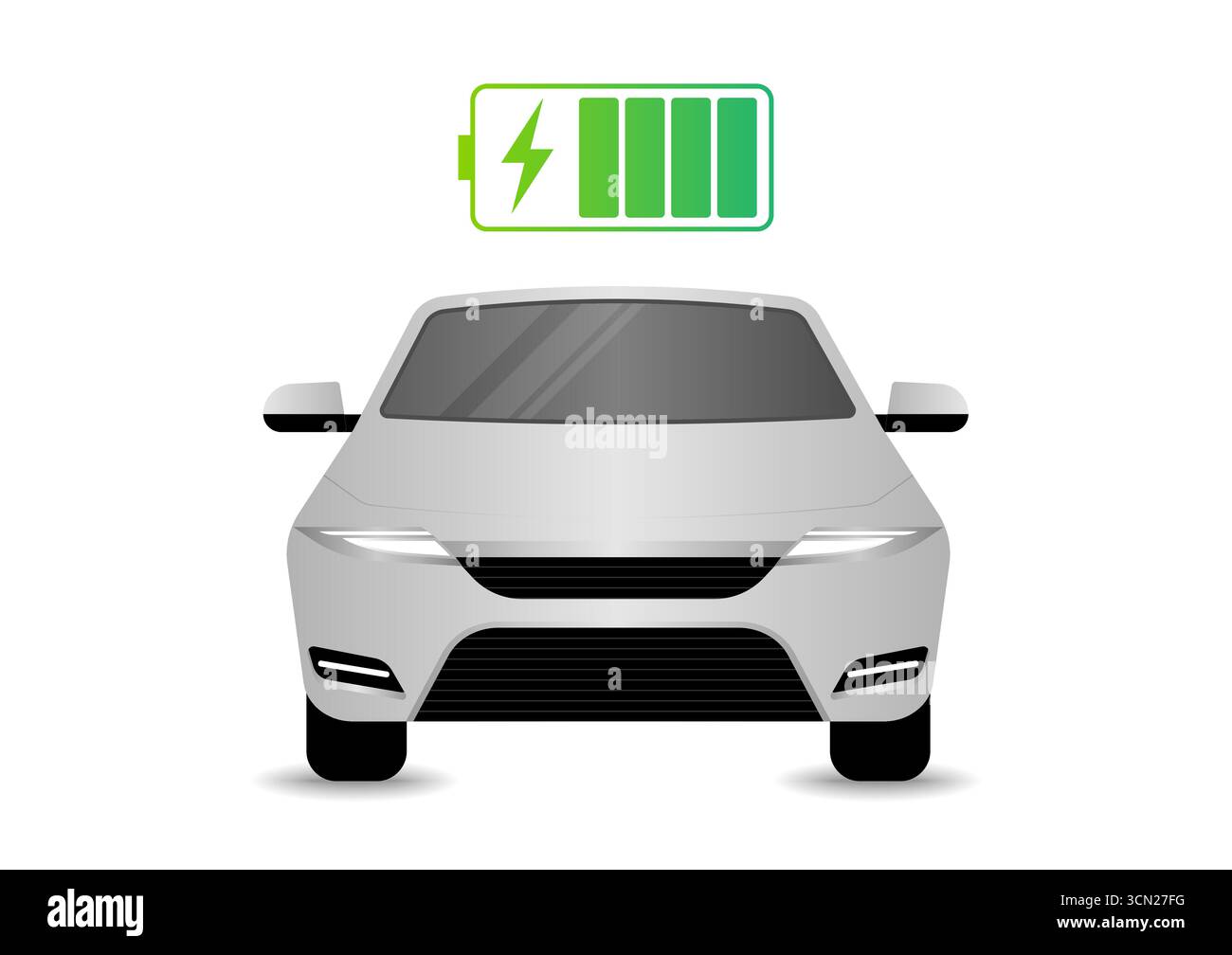 Electric car or EV car charging at  Charging Station. Green Energy or Eco-friendly Concept. Vector Illustration. Stock Vector