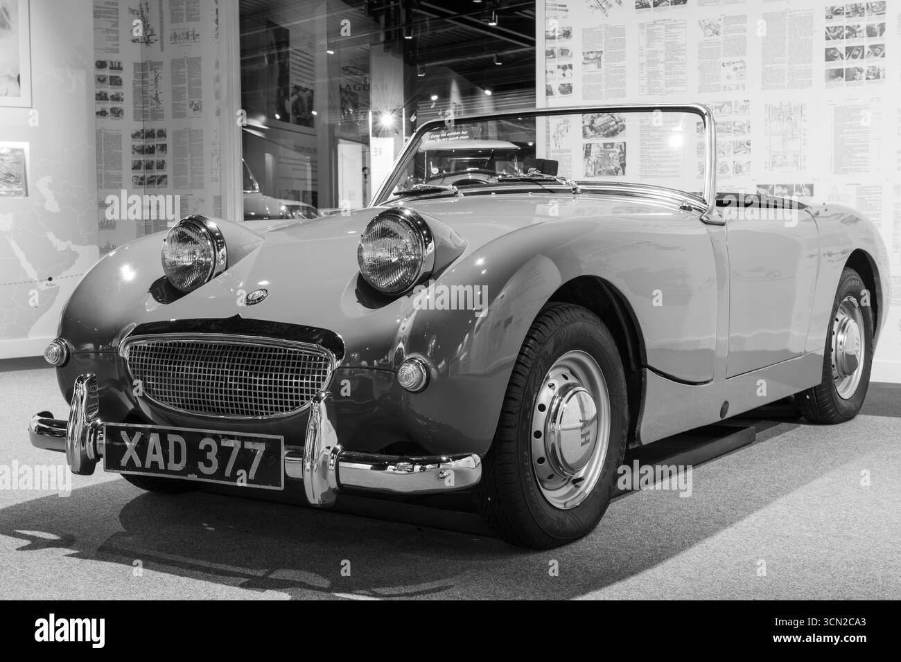 Sparkford.Somerset.United Kingdom.January 12th 2025.An Austin Healey Sprite is on show at the Haynes Motor Museum in Somerset Stock Photo