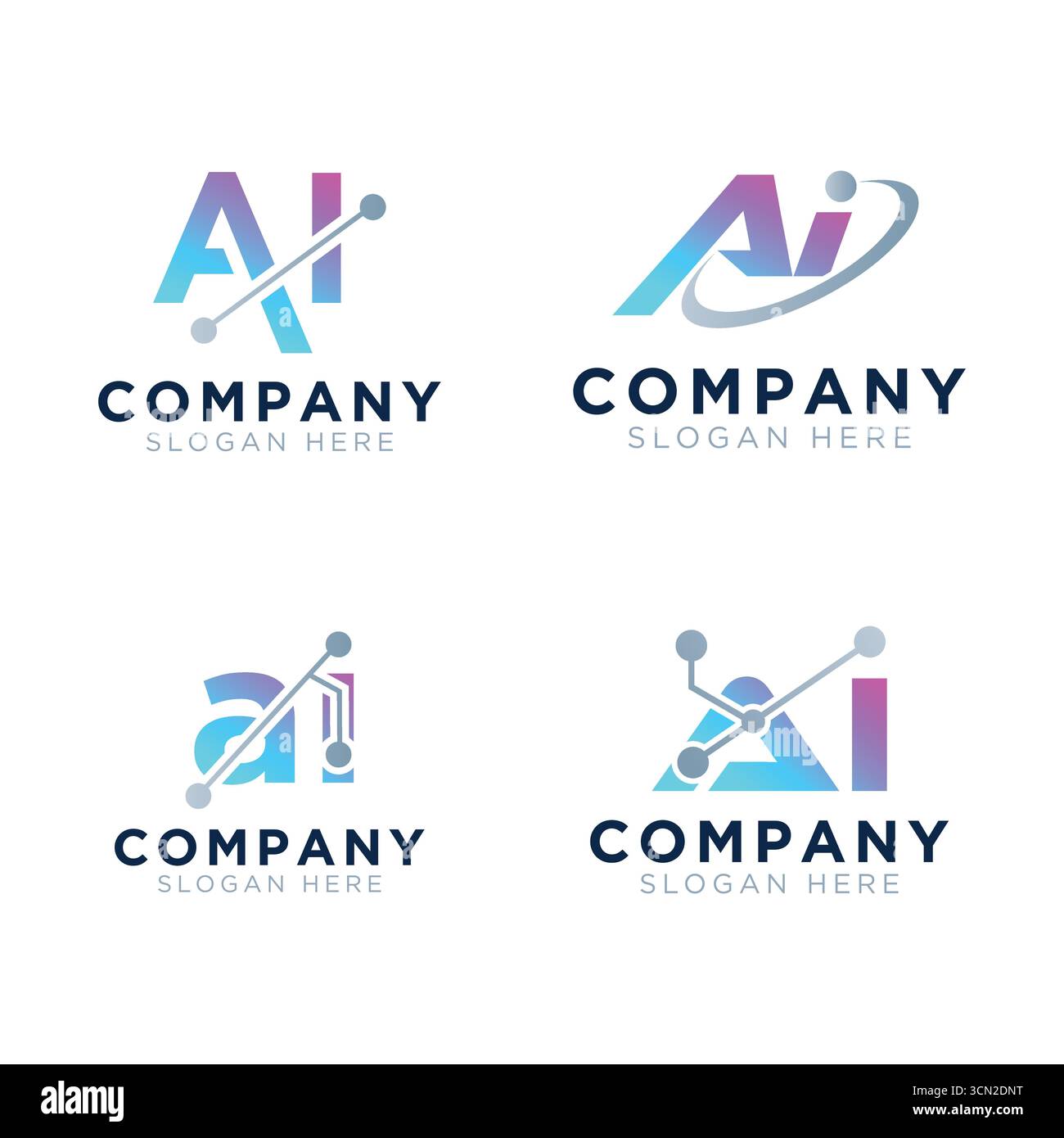 technology ai gradient logo Stock Vector