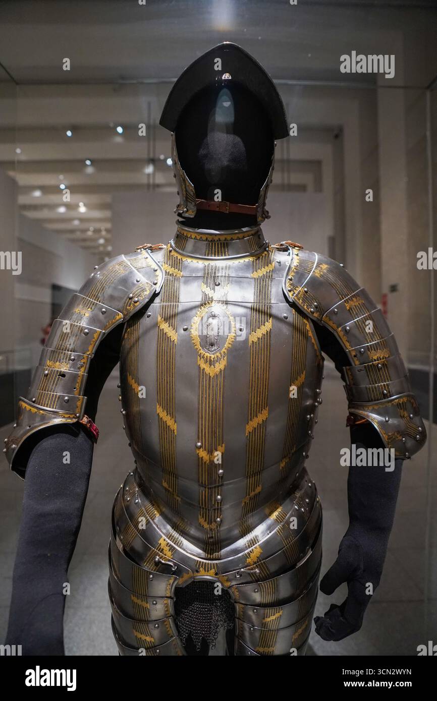 Suit of armor, likely a ceremonial or parade armor from the Renaissance ...