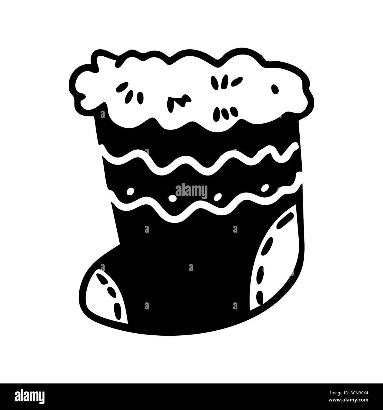Christmas stocking doodle vector illustration on white background Stock ...